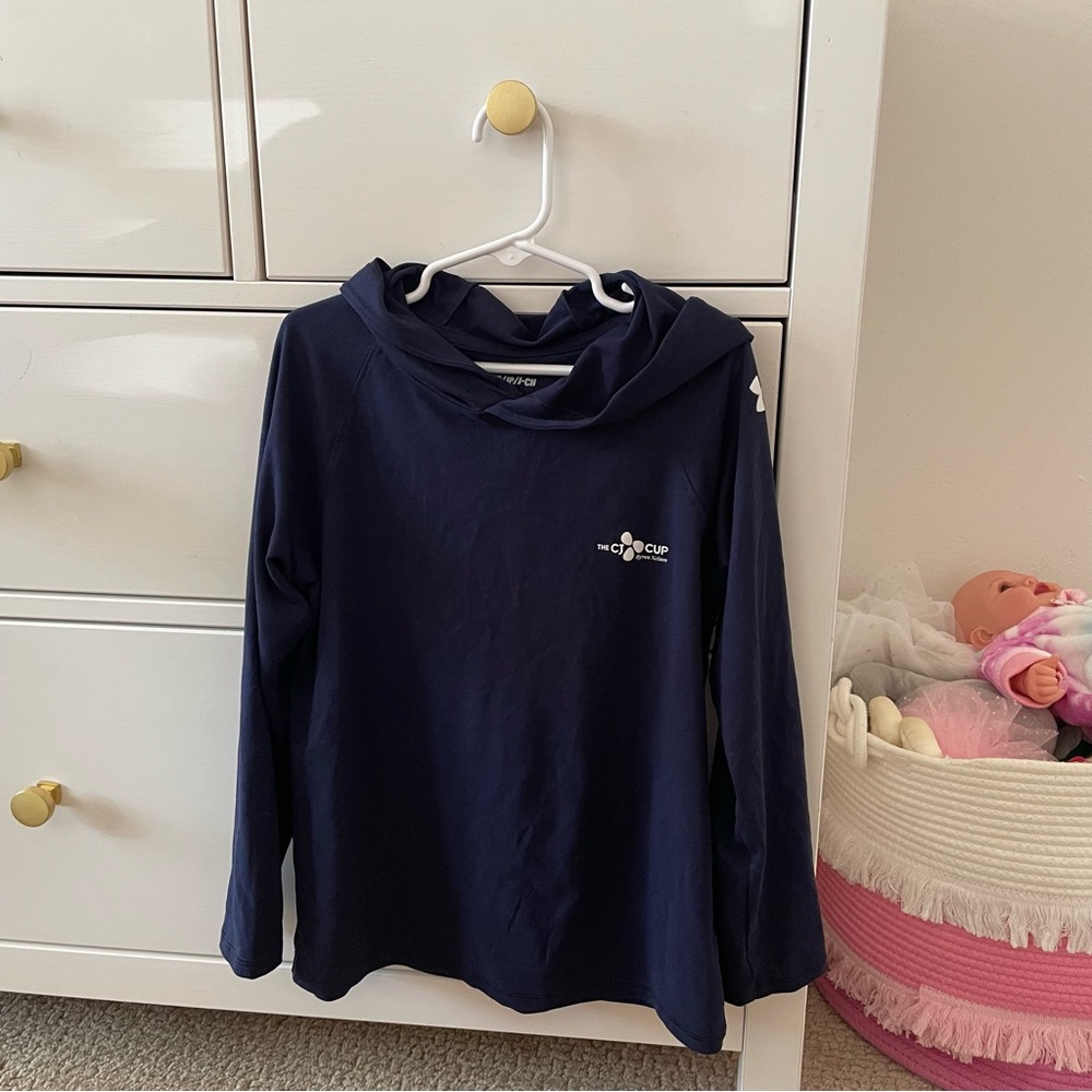 Under Armour Youth Small Navy Blue Hooded Shirt CJ Cup